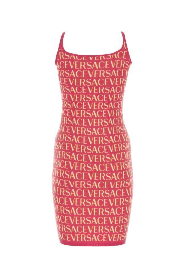VERSACE | Embroidered knit mini dress