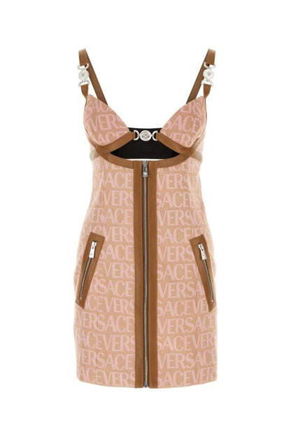 VERSACE | Embroidered polyester blend mini dress