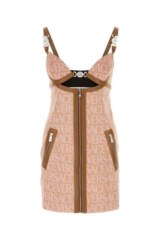 VERSACE | Embroidered polyester blend mini dress