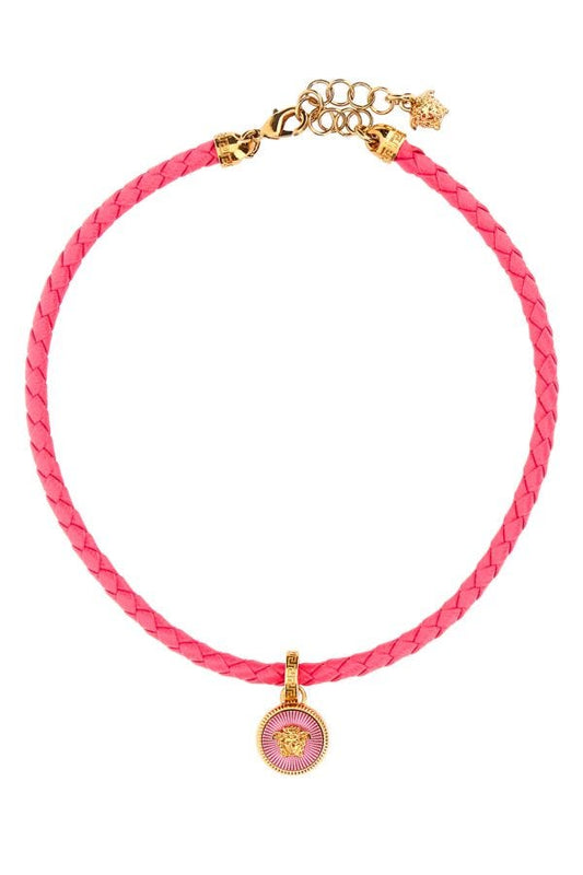 VERSACE | Dark pink leather necklace