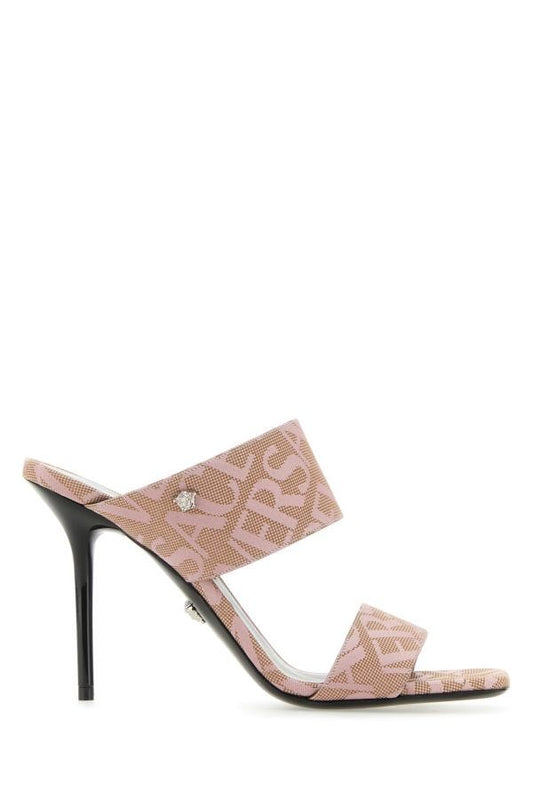 VERSACE | Embroidered Jacquard cavas Versace Allover mules