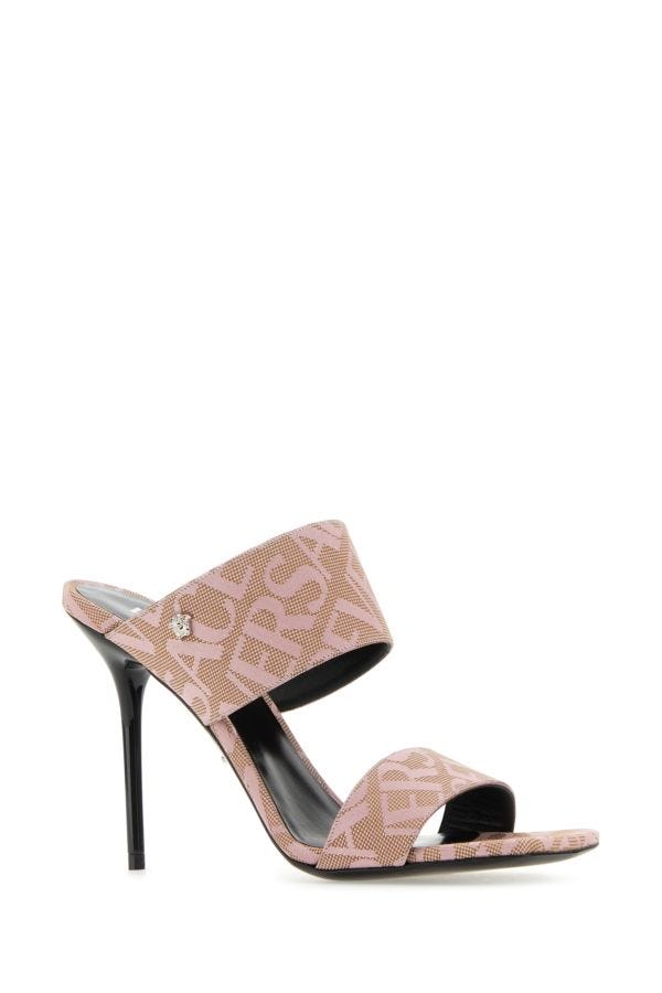 VERSACE | Embroidered Jacquard cavas Versace Allover mules