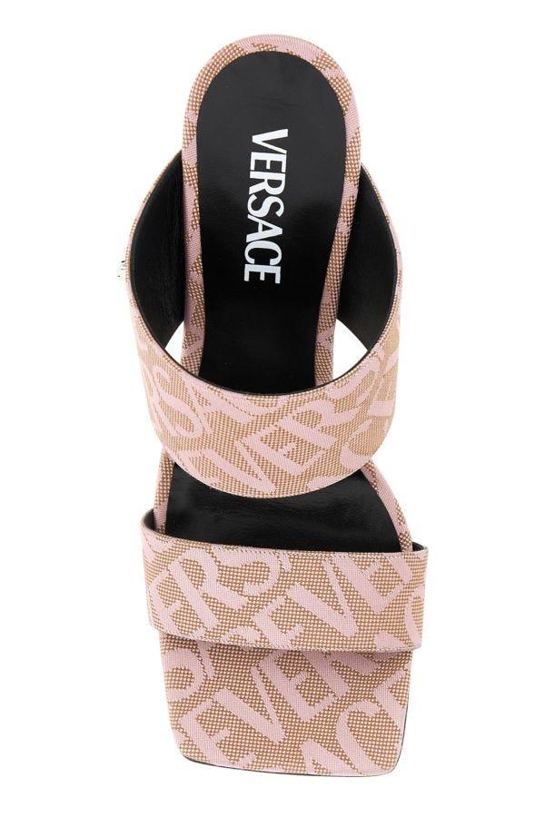 VERSACE | Embroidered Jacquard cavas Versace Allover mules