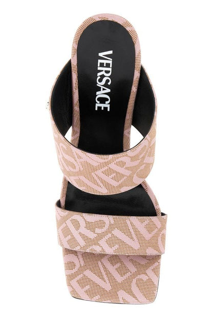 VERSACE | Embroidered Jacquard cavas Versace Allover mules
