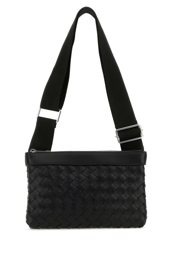 BOTTEGA VENETA | ブラック レザー デュオ クロスボディ バッグ