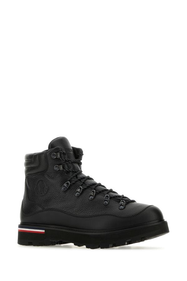 MONCLER | Black leather Peka Trek ankle boots