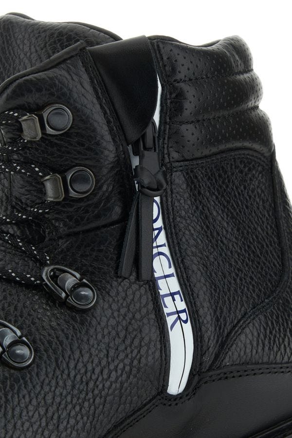 MONCLER | Black leather Peka Trek ankle boots