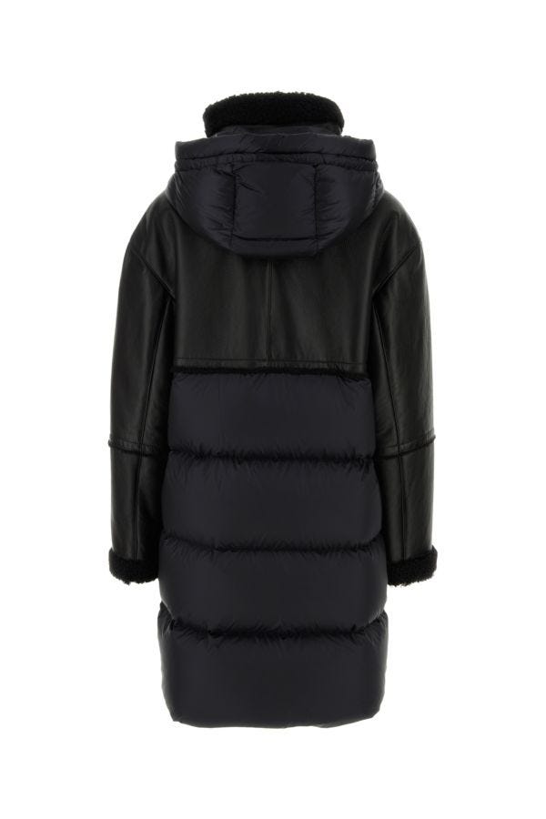 MONCLER | Black leather and nylon Tana down jacket
