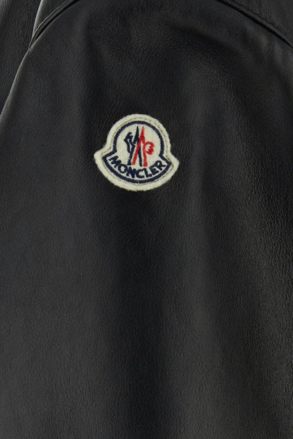 MONCLER | Black leather and nylon Tana down jacket
