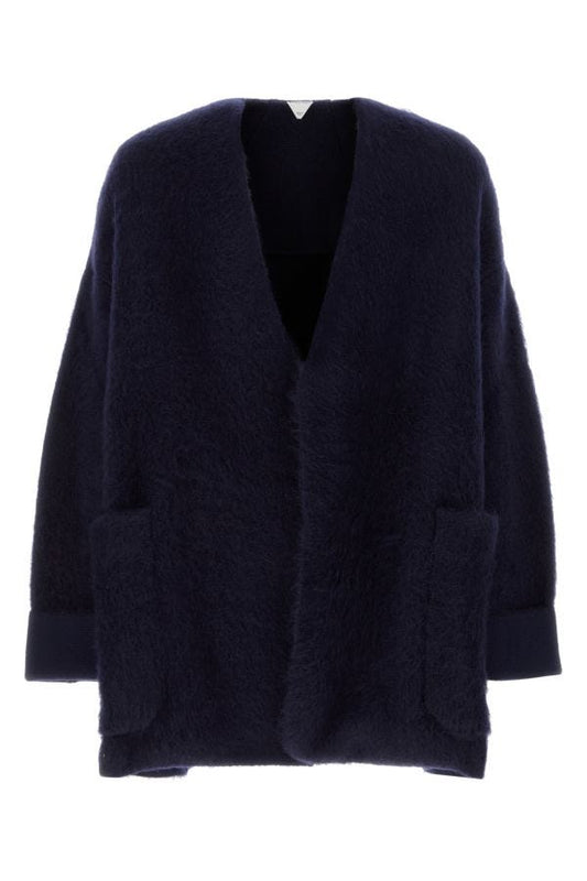 BOTTEGA VENETA | Navy blue stretch wool blend cardigan