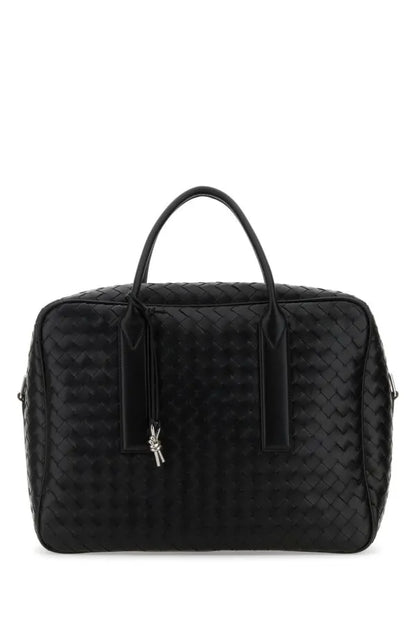 BOTTEGA VENETA | ブラック レザー ミディアム ウィークエンダー ゲッタウェイ バッグ