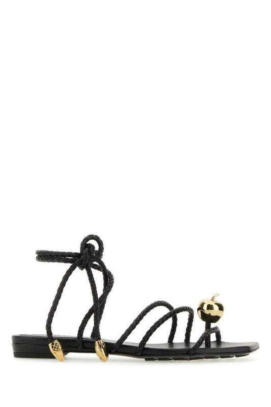 BOTTEGA VENETA | Black leather Flat Adam sandals