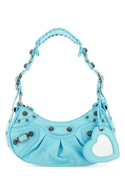 BALENCIAGA | Light blue nappa leather Le Cagole XS shoulder bag