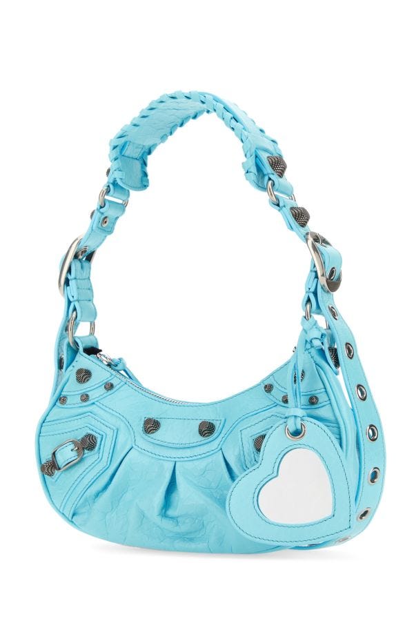 BALENCIAGA | Light blue nappa leather Le Cagole XS shoulder bag