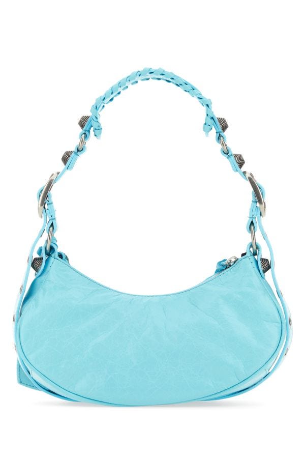 BALENCIAGA | Light blue nappa leather Le Cagole XS shoulder bag