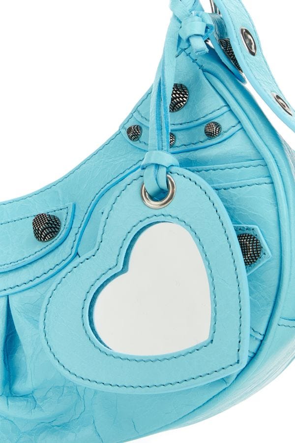 BALENCIAGA | Light blue nappa leather Le Cagole XS shoulder bag