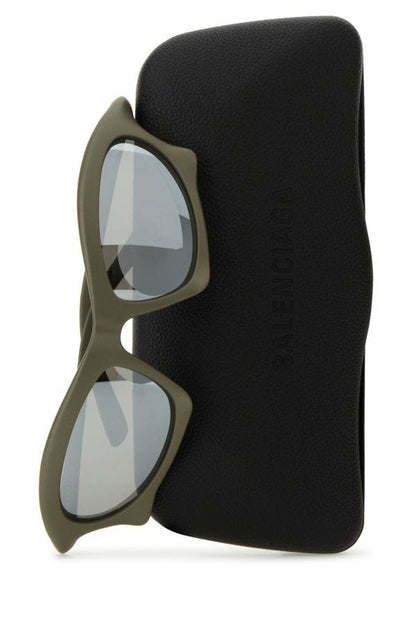 BALENCIAGA | Silver acetate Bat Rectangle sunglasses