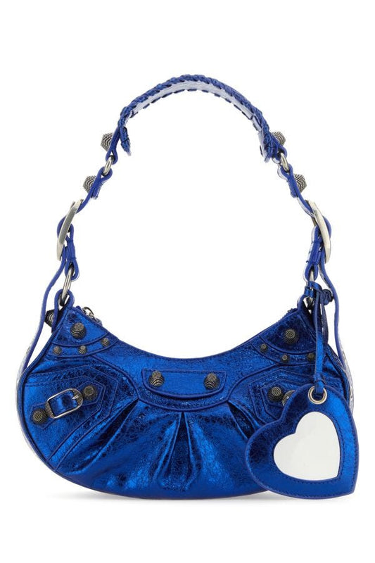 BALENCIAGA | Blue nappa leather Le Cagole XS shoulder bag