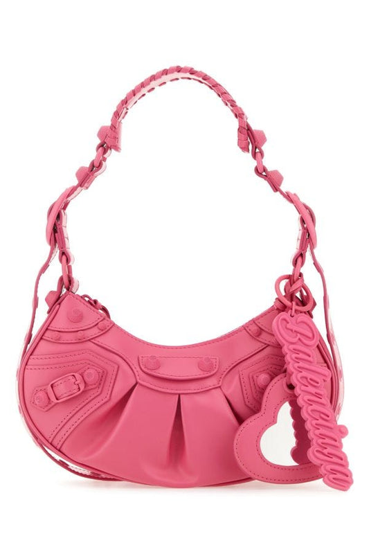 BALENCIAGA | Fuchsia leather Le Cagole XS shoulder bag