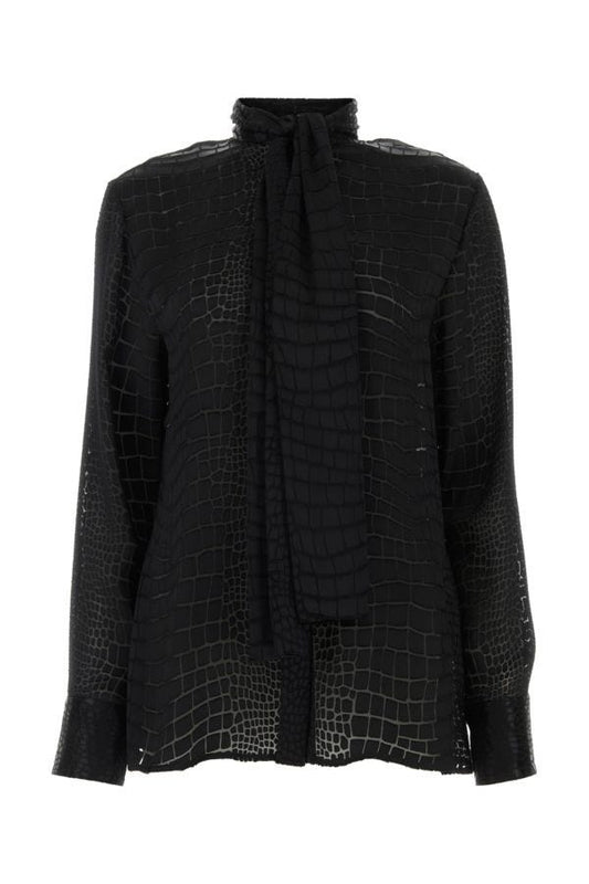 VERSACE | Black viscose blend Lavallère Devoré shirt