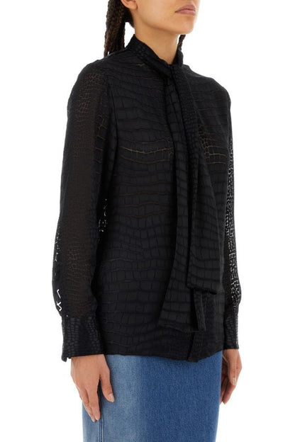 VERSACE | Black viscose blend Lavallère Devoré shirt