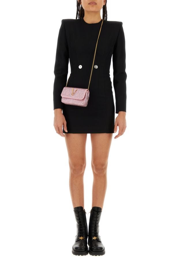 VERSACE | Black grain de poudre mini dress
