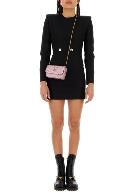 VERSACE | Black grain de poudre mini dress