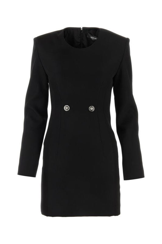 VERSACE | Black grain de poudre mini dress
