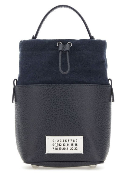 MAISON MARGIELA | Anthracite leather and canvas mini 5AC bucket bag