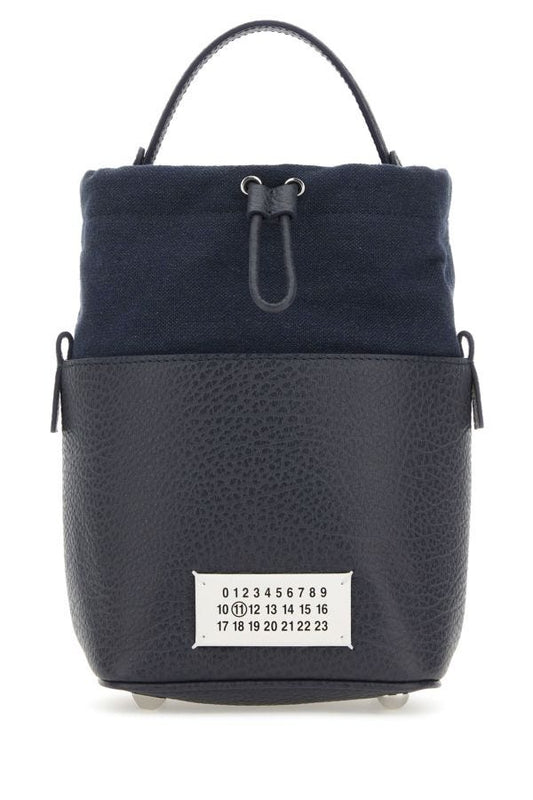 MAISON MARGIELA | Anthracite leather and canvas mini 5AC bucket bag