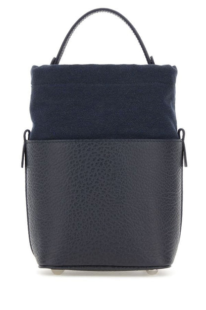 MAISON MARGIELA | Anthracite leather and canvas mini 5AC bucket bag