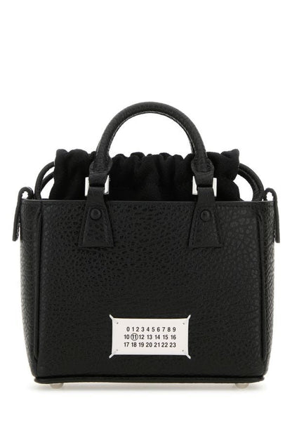MAISON MARGIELA | Black leather 5ac Tote Horizontal handbag