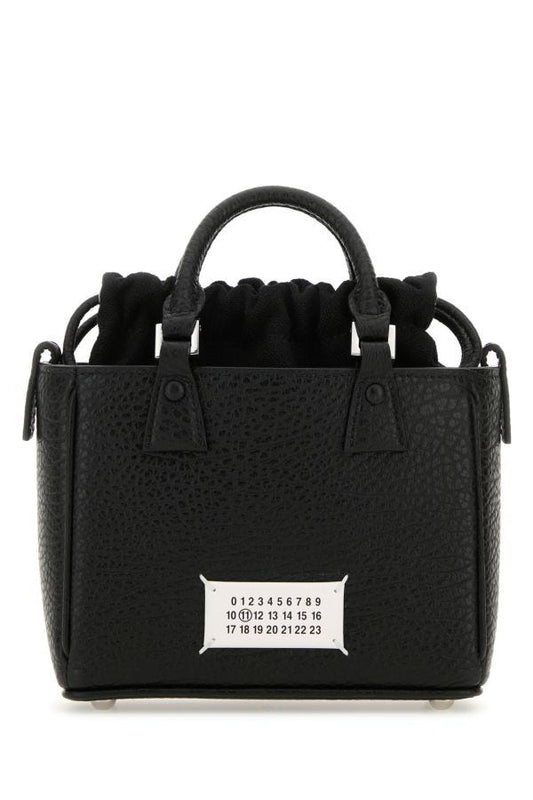 MAISON MARGIELA | Black leather 5ac Tote Horizontal handbag