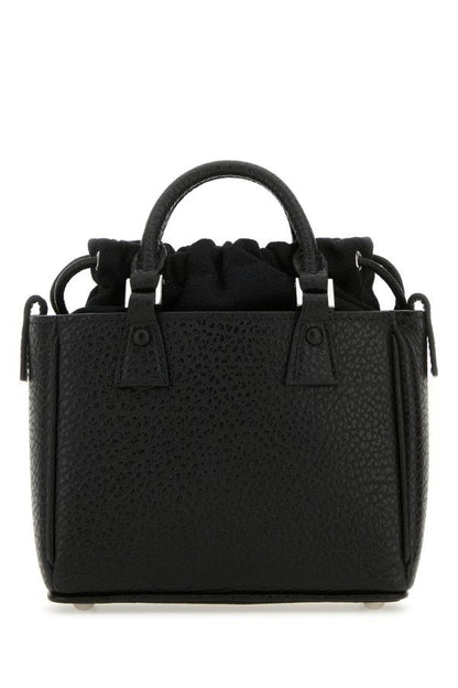 MAISON MARGIELA | Black leather 5ac Tote Horizontal handbag