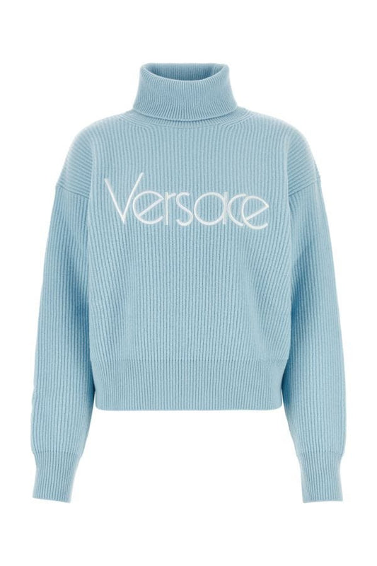 VERSACE | Light blue wool sweater
