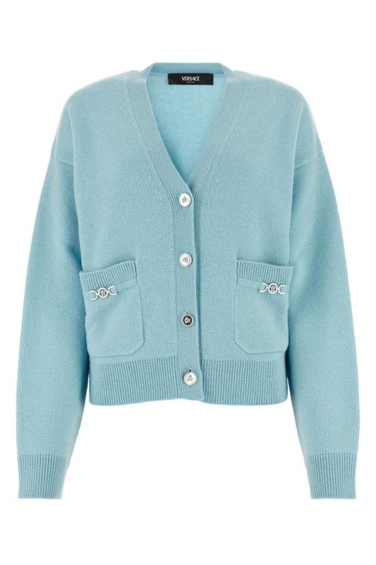VERSACE | Light blue cashmere cardigan