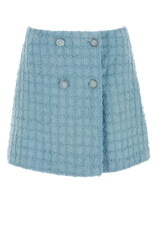 VERSACE | Light-blue boucle mini skirt