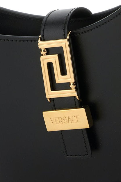 VERSACE | Black leather small Greca Goddess shoulder bag
