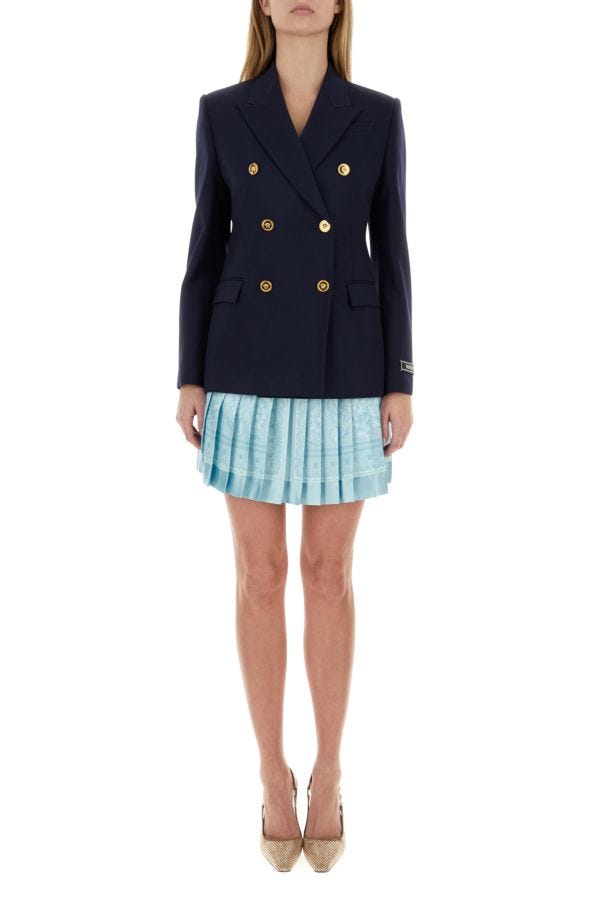 VERSACE | Blue stretch wool blazer