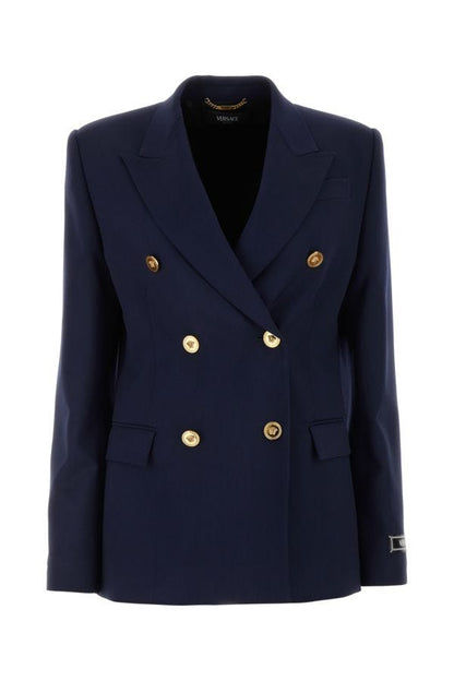 VERSACE | Blue stretch wool blazer