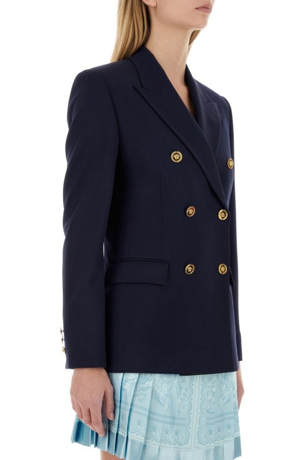VERSACE | Blue stretch wool blazer