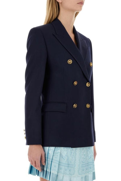 VERSACE | Blue stretch wool blazer