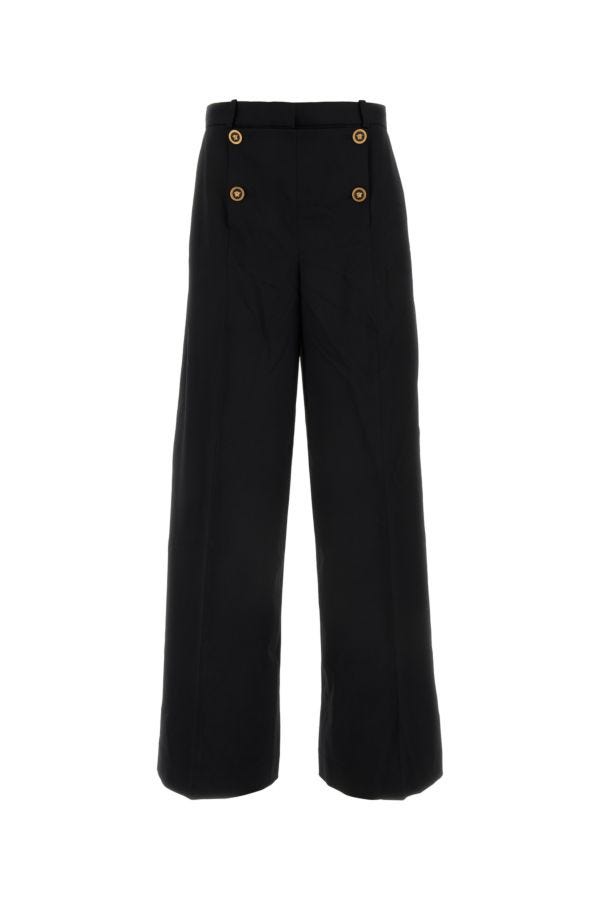 VERSACE | Black stretch wool wide-leg pant