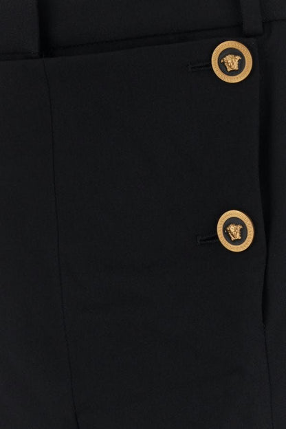 VERSACE | Black stretch wool wide-leg pant