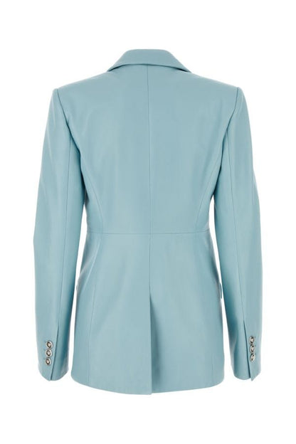 VERSACE | Light-blue leather blazer