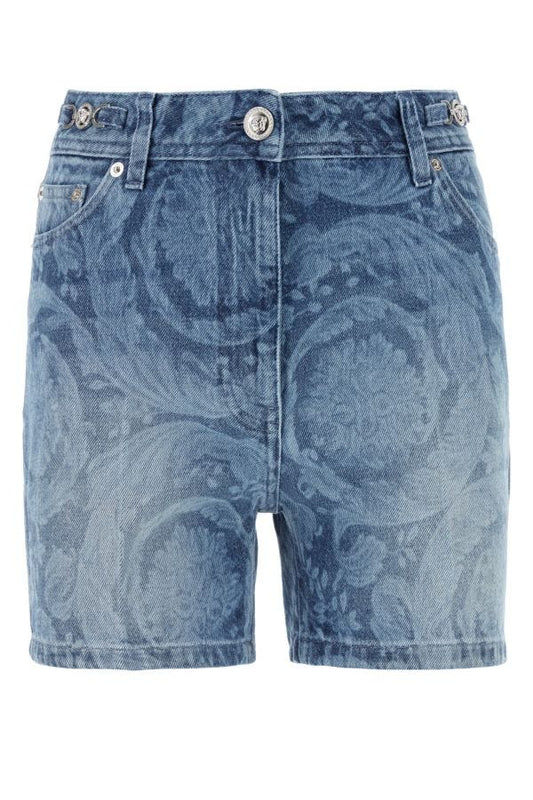 VERSACE | Printed denim shorts