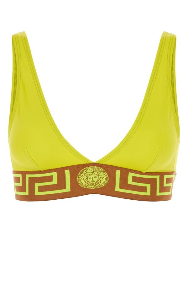 VERSACE | Fluo yellow stretch nylon bikini top
