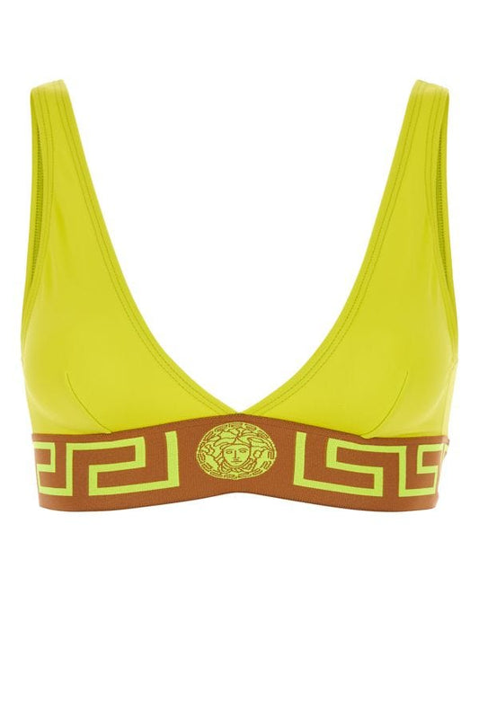 VERSACE | Fluo yellow stretch nylon bikini top
