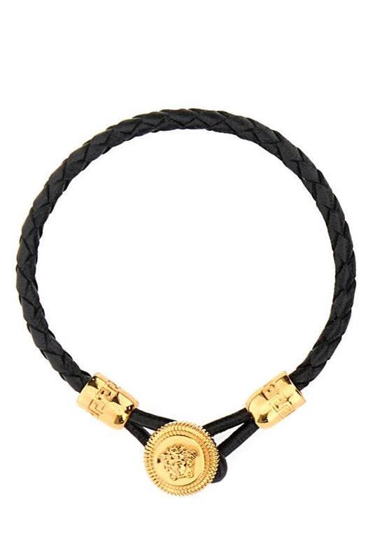 VERSACE | Black leather Medusa Biggie bracelet