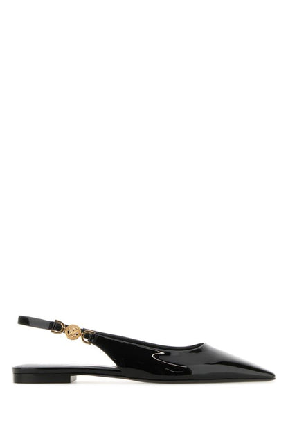 VERSACE | Black leather ballerinas